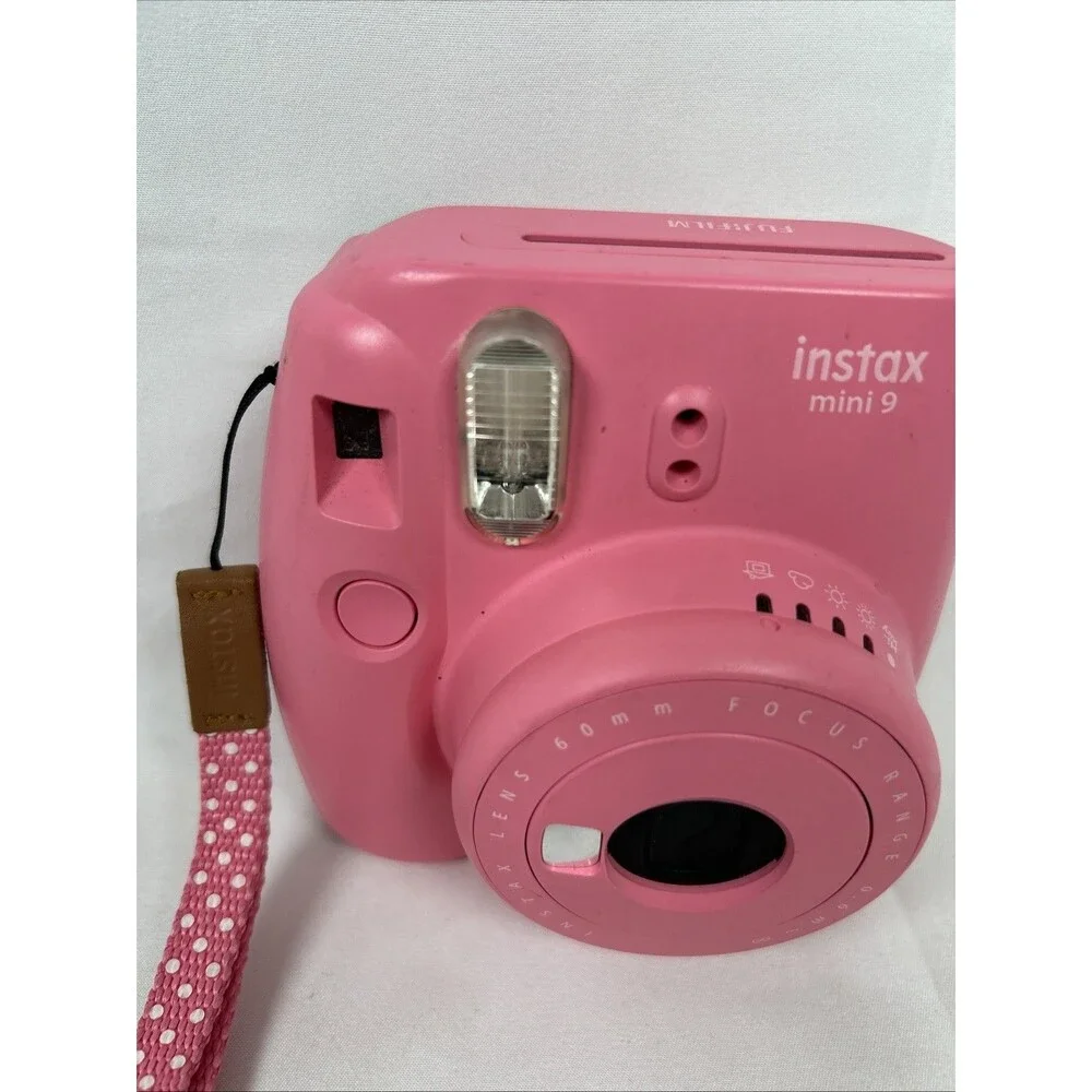 Fujifilm Instax Mini 9 Instant Film Pink Camera With Wrist Strap Tested Working